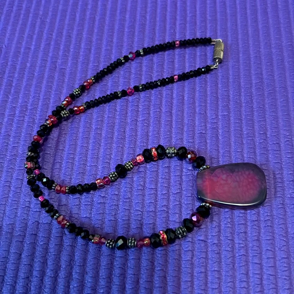 NWOT Beaded Multicolor Necklace with Crystal